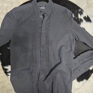Dolce & Gabbana Men''s Shirt Black White striped 16.5 42 L